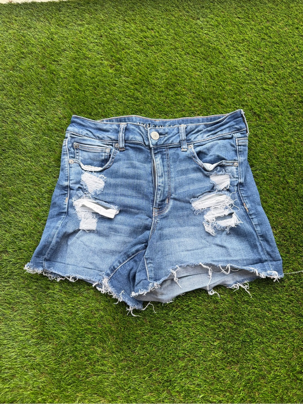 American Eagle Outfitters Light Blue Distressed Denim Cutoff Shorts